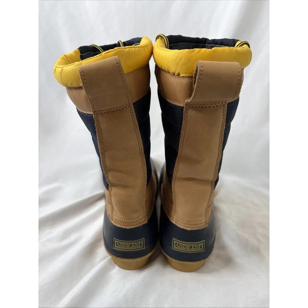 Lands' End Men's 10D‎ Waterproof Snow Rain Duck Boots Sherpa Lined Blue Yellow - Picture 6 of 10